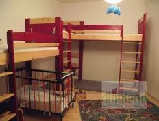 tömörfa gyerekszoba bútor 3 gyereknek - Anna emeletes ágy